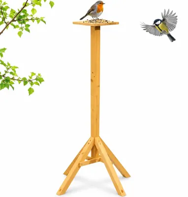 Image de Mucola Support de mangeoire d'oiseaux Trépied Support de 1,05 m Mangeoire d'oiseaux en bois Mangeoire pour oiseaux - Imprégnée