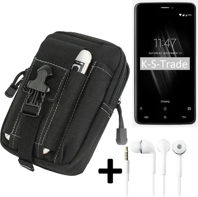 Produktbild von K-S-Trade Gürteltache + Kopfhörer kompatibel mit Cubot Max Gürtel Tasche Holster Schutz-Hülle Handy-Hülle Schutz Hülle  schwarz inkl.