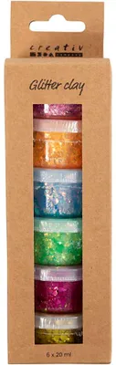 Image de Creativ Company Pâte à modeler scintillante Set 6x20 ml couleurs de base Pâte à modeler artisanale