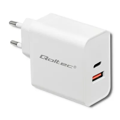 Zdjęcie produktu dla Qoltec 51715| 63 W | 5-20V | 1.5-3A | USB Type-C PD | USB QC 3.0 | biały