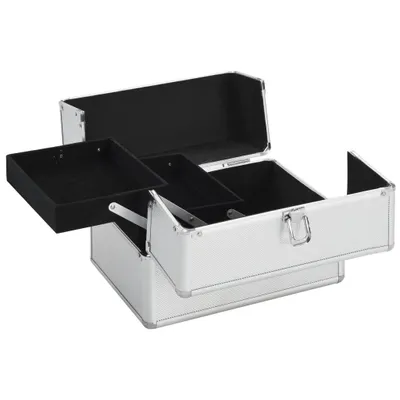 Immagine prodotto di vidaXL Astuccio per cosmetici 22x30x21 cm Argento Alluminio