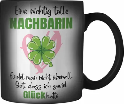 Produktbild von Trendation - Beste Nachbarin Farbwechsel Zauber-Tasse Geschenk Geburtstag Freundin Lieblings Nachbarin Geschenkidee Abschied Abschiedsgeschenk Weihnachten (Schwarz)