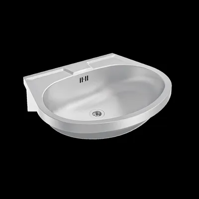 Image de Lavabo KWC, modèle ANIMA, en acier inoxydable, dimensions 550 x 155 x 450 mm, avec trop-plein