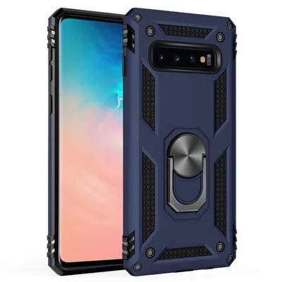 Obrázek produktu pro Galaxy S10 Pouzdro s Kroužkem, Dvouvrstvé Tvrdé PC TPU, Nárazuvzdorné Pouzdro s Stojánku pro Samsung Galaxy S10 Navy