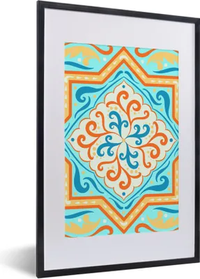 Produktbild von MuchoWow® MuchoWow® Gerahmtes Poster Formen - Orange - Blau 40x60 cm - Poster mit zchwarzem Bilderrahmen - Poster in Rahmen