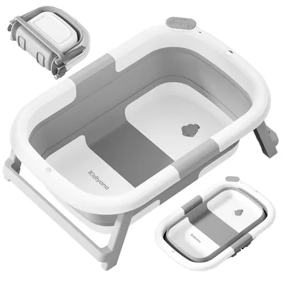 Produktbild von Faltbare Babybadewanne mit Temperaturanzeige & rutschfestem Boden, platzsparend, ideal für Neugeborene & Kleinkinder