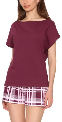 Image de Pyjama pour femme Merry Style MS10-178 (bordeaux/à carreaux, XXL)