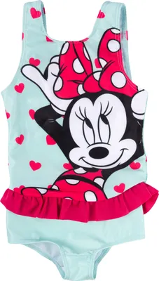 Produktbild von Disney Minnie Mouse Badeanzug mit Rüschen für Mädchen - Kinder Schwimmanzug Türkis, Größe:122-128