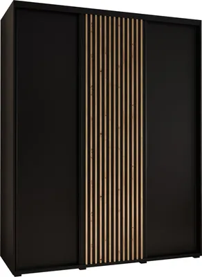 Produktbild von MEBLE KRYSPOL Lanko 1 Schrank mit 3 Schiebetüren  - 235,2x190x60 cm - Schwarz Schwarz Artisan