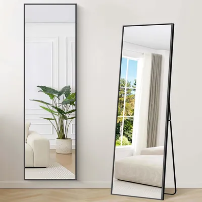 Imagen del producto de Espejo de pie rectangular, con marco de metal, de 150 x 40 cm, espejo de cuerpo entero para salón