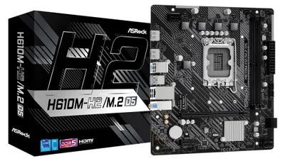 Imagen del producto de ASRock H610M-H2/M.2 D5: Placa base Intel H610, formato Micro ATX, socket 1700, 2 ranuras DDR5, 2 puertos HDMI, 1 puerto Gigabit LAN, ranura PCIe4, 1 ranura M.2