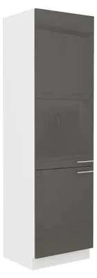 Produktbild von Küchen Hochschrank 60 cm Lara Grau Hochglanz Küchenzeile Küchenblock Küche