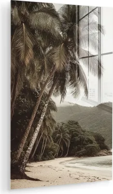 Produktbild von MuchoWow Glasbilder - Bilder auf Wandbild - Foto auf Glas Insel - Palme - Meer 20x30 cm Wanddekoration aus Glas - Acrylglasbild - Acrylbilder - Acrylglas