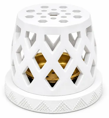 Ovale Bakhoor-Brenner 7 cm mit Metallkohlebehälter, Weiß