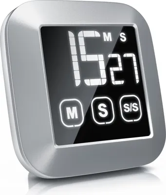 Produktbild von BEARWARE Küchentimer digital - Küchenwecker Eieruhr – digital mit 3 x Touchbutton – LCD Display – Countdown und Countup bis 99 Minuten – Uhrzeit – Stoppuhr – magnetisch – modernes Design