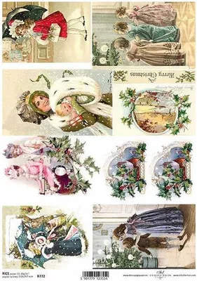 Immagine prodotto di ITD carta di riso carta da decoupage carta morbida, bambini di Natale R0772