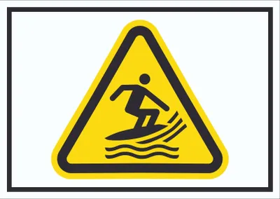 Produktbild von Schild Warnung Surfsportgebiet Symbol A4 Rückseite selbstklebend