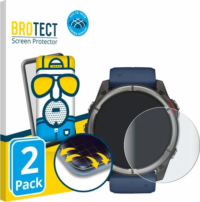 Produktbild von 2x BROTECT Fullscreen Schutzfolie für Garmin quatix 8 (51 mm) Displayschutz Folie Fullcover Matt Entspiegelungsfolie