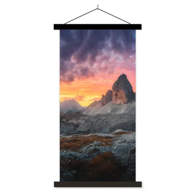 Produktbild von MuchoWow® Textilposter Felsen - Berg - Sonnenuntergang - Landschaft 40x80 cm mit schwarzem Rahmen - Wandemalerei