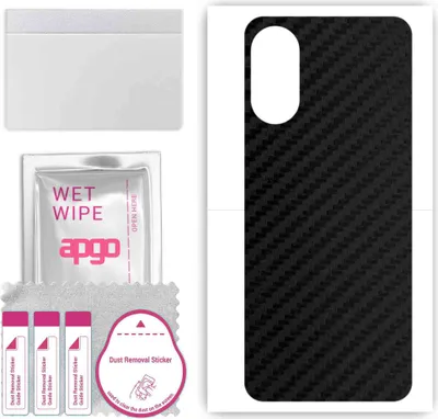 Produktbild von apgo Rückseite Schutzfolie, Skin, kompatibel mit Motorola Moto E22i, Hinten Displayschutzfolie aus Vinylfolie, kratzfest, einfache Montage - Schwarzer Kohlenstoff