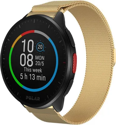 Produktbild von Strap-it Milanese Armband - Kompatibel mit Polar Pacer Armband Ersatzarmband Edelstahl Armband mit Magnetverschluss Sportuhr zubehör für smartwatch 20mm Armband Gold