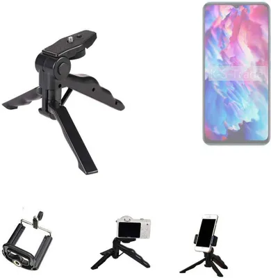 Produktbild von K-S-Trade Stativ Tisch-Ständer Dreibein Handy-Stativ Ständer kompatibel mit Cubot A1 Mini-Stativ Smartphone Tripod Handy-Stativ aus Plastik schwarz