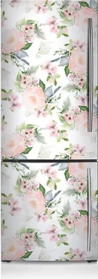 Produktbild von Kühlschrank Aufkleber Kühlschrankmagnete Dekoration Kühlschrankfolie 70x190 cm - Pastellblumen