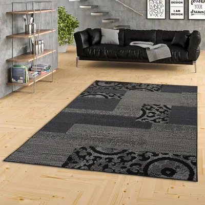 Produktbild von Teppich Trendline Patchwork Schwarz Grau, Größe:80x150 cm