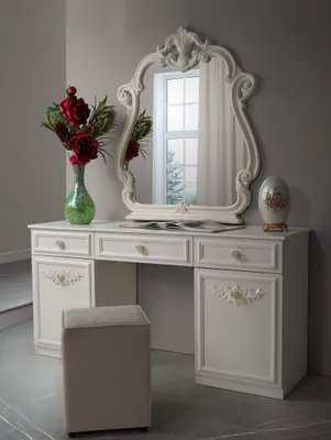 Produktbild von Kommode Nora im italienischen Design, Weiß/Beige, mit Spiegel und Wandhalterung
