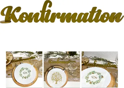 Produktbild von Oblique Unique Schriftzug Konfirmation aus Holz als Tischdeko für Konfirmation Deko Dekoration Junge Mädchen - gold