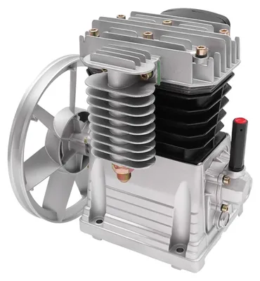 Produktbild von Luftkompressor - Pumpenkopf 2-Zylinder - 420 l/min - 8 bar - Ölgeschmiert - Mit Riemenscheibe - Für 3 PS Motor - Grau