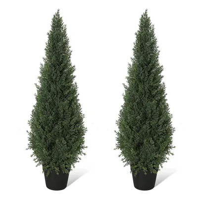 Produktbild von 2er-Set Künstliche Zypresse / Lebensbaum 90 cm – Täuschend echte Kunstpflanze mit natürlichem Wuchs im Pflanztopf, für Wohnzimmer & Büro