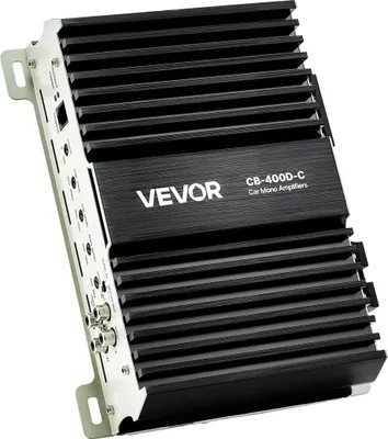 Image de Amplificateur monobloc pour voiture, 400 W RMS MAX, stable à 1/2/4 ohms, amplificateur audio pour voiture à 1 canal de classe D avec contrôle à distance du niveau du subwoofer, filtre passe-bas, amplification des basses et déphasage, contrôle du volume
