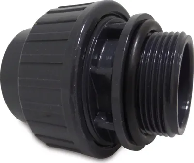 Produktbild von Mega Verschraubung mit O-Ring PVC-U 50 mm x 1 1/2 Zoll Klebemuffe x Außengewinde 10 bar, grau