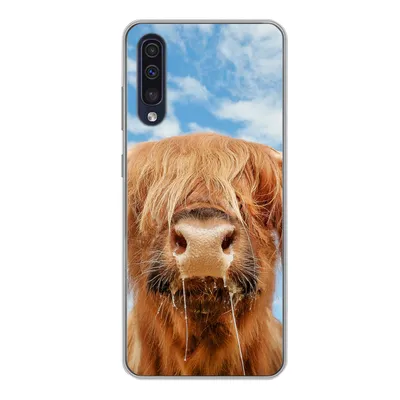 Produktbild von MuchoWow® Handyhülle Schutzhülle Hülle für Samsung Galaxy A50 Schottischer Highlander - Wolke - Tiere Silikon Softcase Handy Hülle - Mobiltelefonhülle