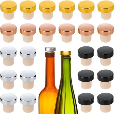 Imagen del producto de Tapón para botellas de vino, en forma de T, paquete de 24 unidades, silicona, varios colores, para botellas de hasta 750 ml