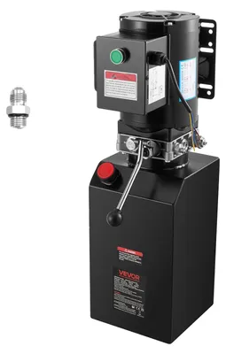 Obrázek produktu pro Hydraulický agregát VEVOR 14 Qt s ocelovým čerpadlem s jednoduchým účinkem pro sklápěcí přívěsy, max. výstupní tlak 22 MPa a průtok 6,3 l/min, hydraulické čerpadlo s kovovou nádrží pro zvedání sklápěcích přívěsů