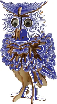 Image de Woodcraft Puzzle 3D en bois Hibou coloré