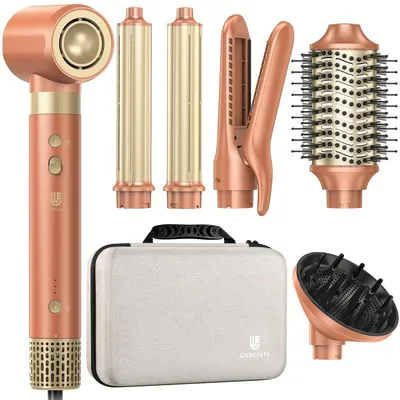 Immagine prodotto di Asciugacapelli 6 in 1 - 1400 W - 110.000 giri al minuto - Con spazzola, arricciacapelli e diffusore - Ionico