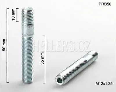 Obrázek produktu pro Kolový svorník - šteft M12x1,25x35+10 oboustranný závit, (PRB50), celková délka 50