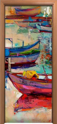 Produktbild von Türposter 80x200 cm Türaufkleber Türtapete Türfolie Klebefolie Seelandschaft Boote Ozean
