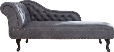 Produktbild von riess-ambiente Chesterfield Récamière 170cm antik grau mit Knopfheftung und Nietenbesatz