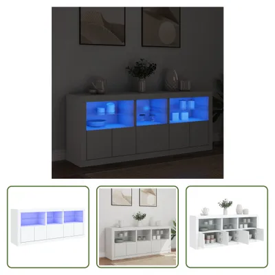 Produktbild von The Living Store Sideboard mit LED-Leuchten Weiß 162x37x67 cm