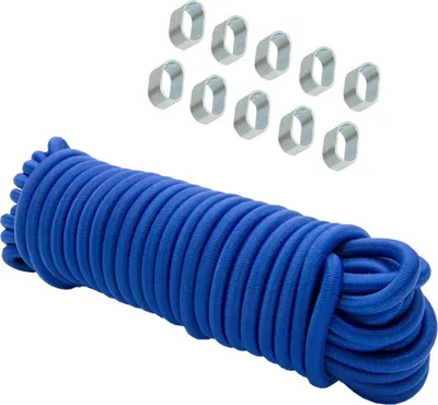 Produktbild von Dreamprint Expanderseil 30 m Blau 8 mm Gummiseil Spannseil mit 10x Würgeklemmen