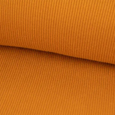 Produktbild von Jerseystoff Meterware Rippjersey einfarbig ocker 1,40m