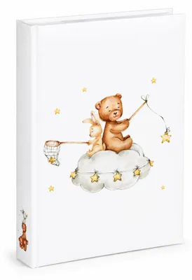 Produktbild von My Friends Memo Einsteckalbum für 300 Fotos 10x15 cm – Fotoalbum mit Beschriftungsfeldern, Einstecktaschen, Memo-Funktion, Familienalbum für Babyfotos & Kinderfotos - Farbe: Bear & Hase