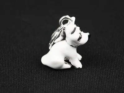 Produktbild von Terrier Hund Charm Zipper Pull Anhänger Miniblings Hündchen emailliert weiß