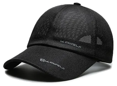 Obrázok produktu pre Baseballová čiapka, letná, sieťovaná, priedušná, nastaviteľná, čierna, obvod 56-60 cm
