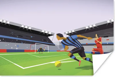 Produktbild von MuchoWow® Poster Eine Illustration von Spielern, die in einem Stadion Fußball spielen - Junge - Mädchen - Kinder 180x120 cm - Fotoplakat