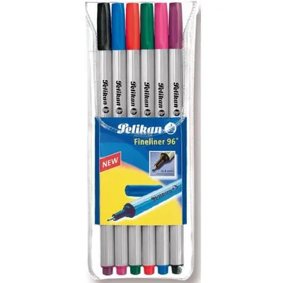 Produktbild von Pelikan 940650, Schwarz, Blau, Grün, Pink, Violett, Rot, 0,4 mm, 6 Stück(e)